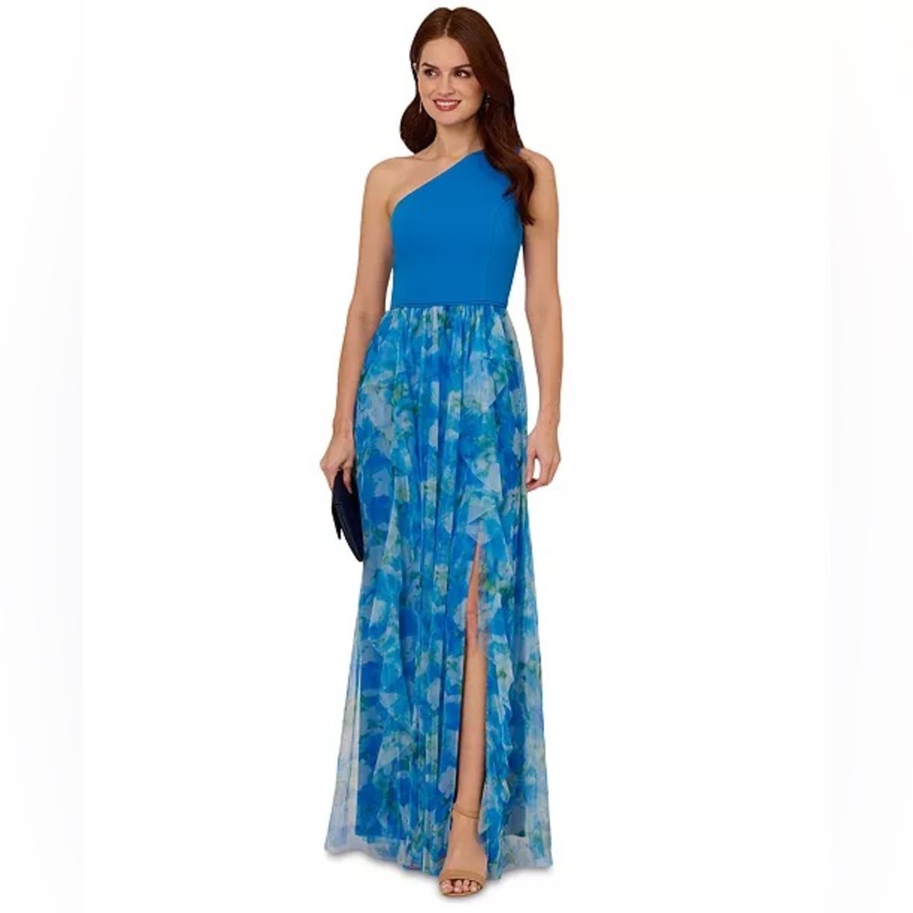 Elegant Blue One-Shoulder Dress